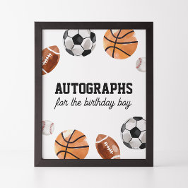 スポーツモダン子供の誕生日サイン ポスター