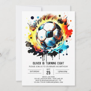 スポーツモダン編集可能サッカー誕生日 招待状