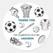 スポーツモダン誕生日サンキューラウンドステッカー ラウンドシール (正面)