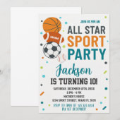 スポーツモダン誕生日招待状 招待状 (正面/裏面)