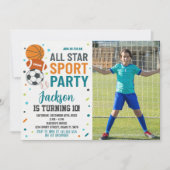 スポーツモダン誕生日招待状 招待状 (正面)