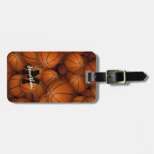 スポーツモノグラムのギフトのバスケットボールのパターン ラゲッジタグ (正面横)