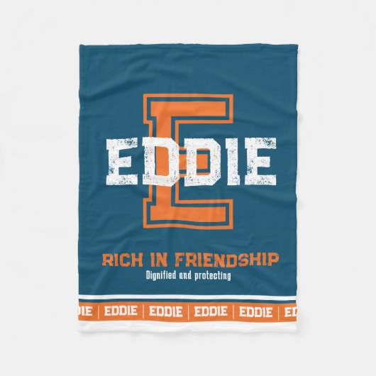 スポーツモノグラムブルーオレンジを意味する名前 フリースブランケット (正面)