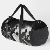 スポーツモノグラム、白黒、バスケットボール ダッフルバッグ (右コーナー)