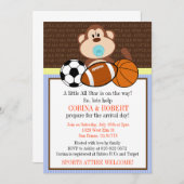 スポーツモンキーベビーシャワー招待状 招待状 (正面/裏面)