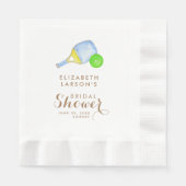 スポーツラバーウォーターカラーピックボールをテーマにしたブライダル 縁ありランチョンナプキン (正面)