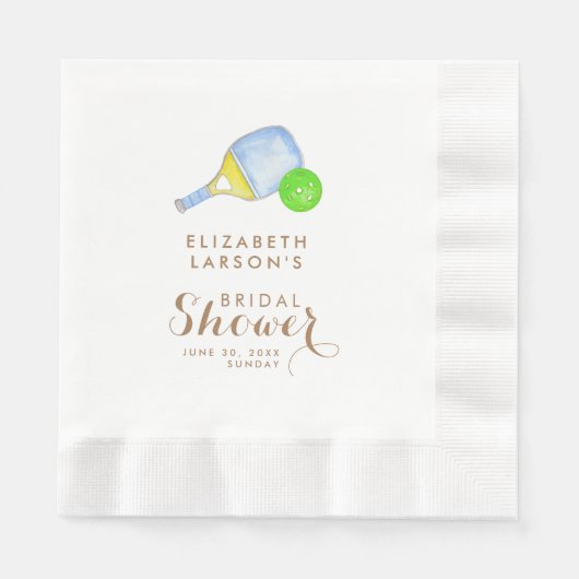 スポーツラバーウォーターカラーピックボールをテーマにしたブライダル 縁ありランチョンナプキン (正面)