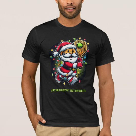 スポーツラバーピックボール選手クリスマスサンタ Tシャツ (正面)