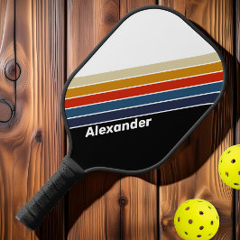 スポーツレトロアイスストライプのレインボーと名前 ピックルボールラケット