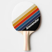 スポーツレトロアイスストライプのレインボーと名前 卓球ラケット (正面)