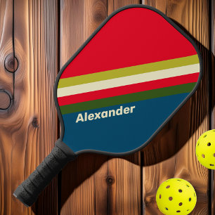 スポーツレトロストライプのラグビー ピックルボールラケット