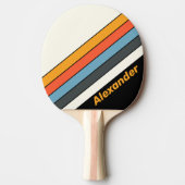 スポーツレトロダークストライプのレインボー名 卓球ラケット (正面)