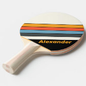 スポーツレトロダークストライプのレインボー名 卓球ラケット (正面アングル)
