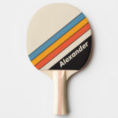 スポーツレトロヴィンテージダークストライプのレインボーと名前 卓球ラケット (正面)