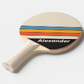 スポーツレトロヴィンテージダークストライプのレインボーと名前 卓球ラケット (正面アングル)