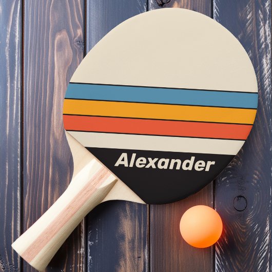 スポーツレトロヴィンテージダークストライプのレインボーと名前 卓球ラケット