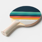 スポーツレトロ海ストライプのレインボーと名前 卓球ラケット (正面アングル)