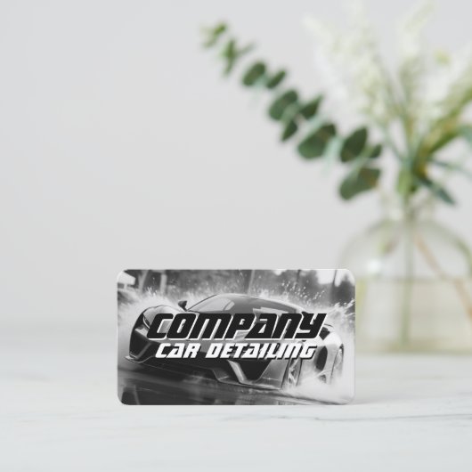 スポーツレースカーの水しぶき 名刺 (スタンド正面)