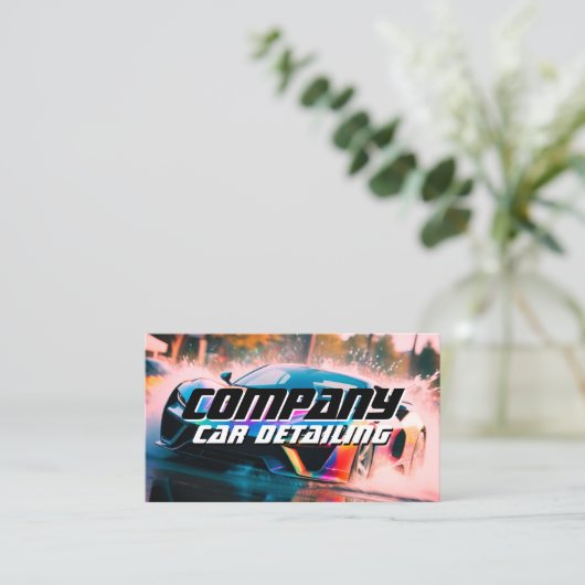 スポーツレースカーの水しぶき 名刺 (スタンド正面)