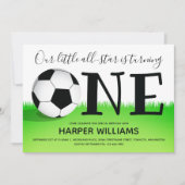 スポーツワンサッカーサッカー第1誕生日 招待状 (正面)