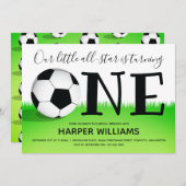 スポーツワンサッカーサッカー第1誕生日 招待状 (正面/裏面)