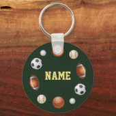 スポーツワールドパーソナライズされたキーチェーン – 緑 キーホルダー (正面)