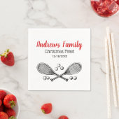 スポーツヴィンテージがテニスラケットテニスボールを交差 スタンダードカクテルナプキン (インサイチュ)