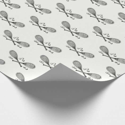 スポーツヴィンテージがテニスラケットテニスボールを交差 ラッピングペーパー (角)