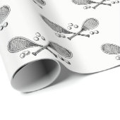 スポーツヴィンテージがテニスラケットテニスボールを交差 ラッピングペーパー (ロールコーナー)