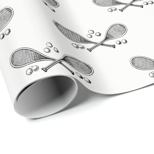 スポーツヴィンテージがテニスラケットテニスボールを交差 ラッピングペーパー (ロールコーナー)