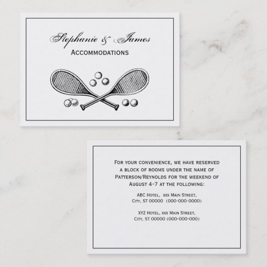 スポーツヴィンテージがテニスラケットテニスボールを交差 名刺 (正面/裏面)