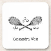 スポーツヴィンテージクロステニスラケットテニスボール コースター (正面)