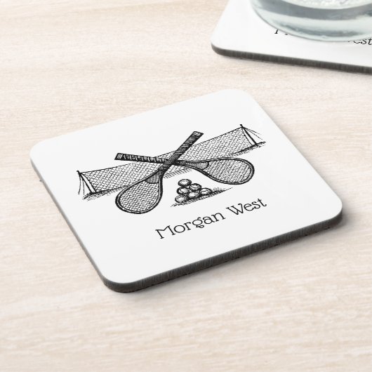 スポーツヴィンテージテニスネット、クロスしたレース、ボール コースター (左側)