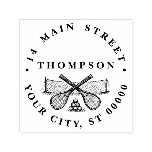 スポーツヴィンテージテニスネット、クロスしたレース、ボール セルフインキングスタンプ (デザイン)