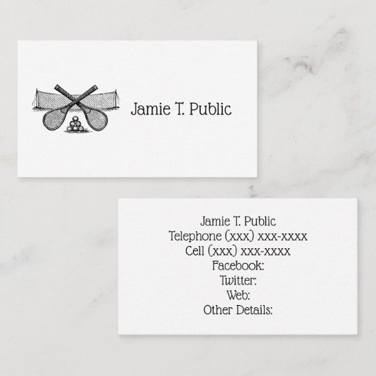 スポーツヴィンテージテニスネット、クロスしたレース、ボール 名刺 (正面/裏面)