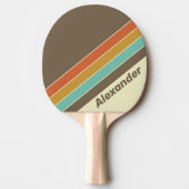 スポーツヴィンテージレトロストライプのレインボーと名前 卓球ラケット (正面)