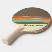 スポーツヴィンテージレトロストライプのレインボーと名前 卓球ラケット (正面アングル)