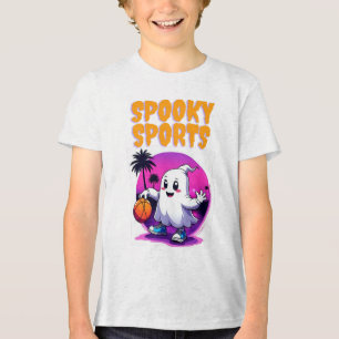 スポーツ不気味キッズハロウィーンTシャツ – おもしろい幽霊 トライブレンドTシャツ
