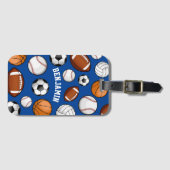 スポーツ全星パーソナライズされた名（青） ラゲッジタグ (正面横)