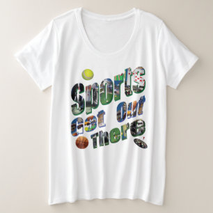 スポーツ写真ロゴ プラスサイズTシャツ