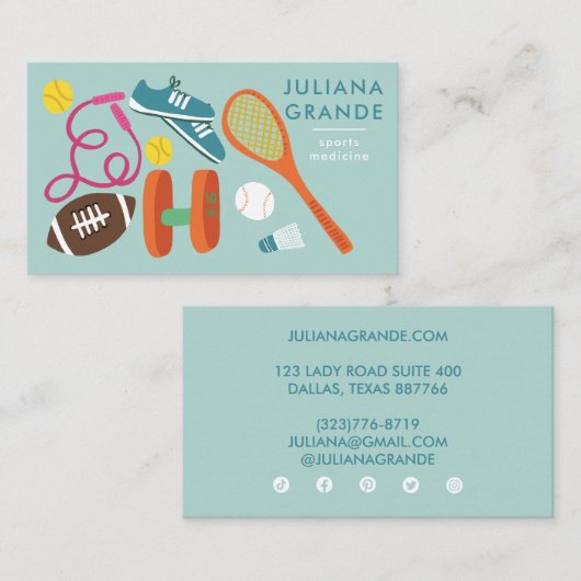 スポーツ医学フィットネスジムトレーナーコーチキュート 名刺 (正面/裏面)