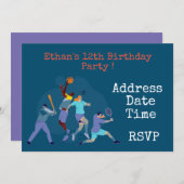 スポーツ十代の少年スポーツ誕生日パーティーの招待 招待状 (正面/裏面)