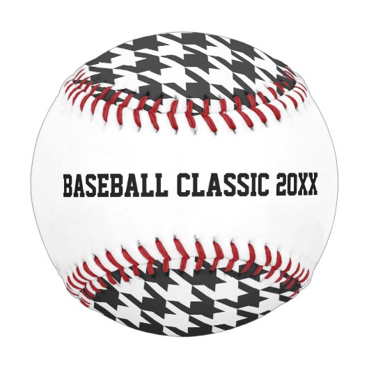 スポーツ千鳥格子のボールクラシックブラックレッドホワイト 野球ボール (裏面)
