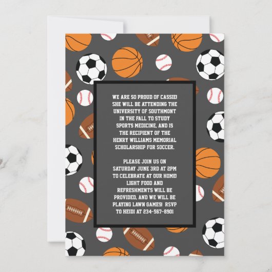 スポーツ卒業式サッカーバスケットボールインヴィータ 招待状 (裏面)