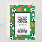 スポーツ卒業式サッカーバスケットボールサッカーグリーン 招待状 (裏面)