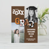 スポーツ卒業式サッカーバスケットボールサッカーブラウン 招待状 (スタンド正面)