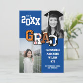 スポーツ卒業式サッカーバスケットボールサッカー 招待状 (スタンド正面)