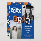 スポーツ卒業式サッカーバスケットボールサッカー 招待状 (正面/裏面)