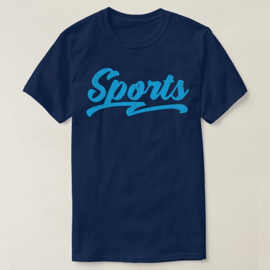 スポーツ台本タイポグラフィブルー Tシャツ (デザイン正面)