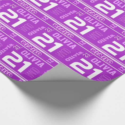 スポーツ名前をカスタムする年齢ガールズ21歳の誕生日ラップ ラッピングペーパー (角)